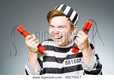 Funny prison inmate in concept