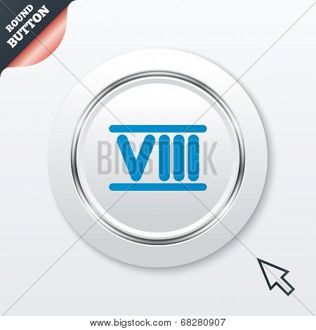 Roman numeral eight icon. Roman number eight sign.