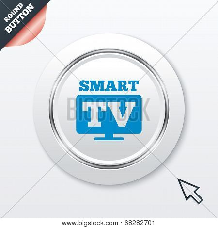 Widescreen Smart TV sign icon. Television set.