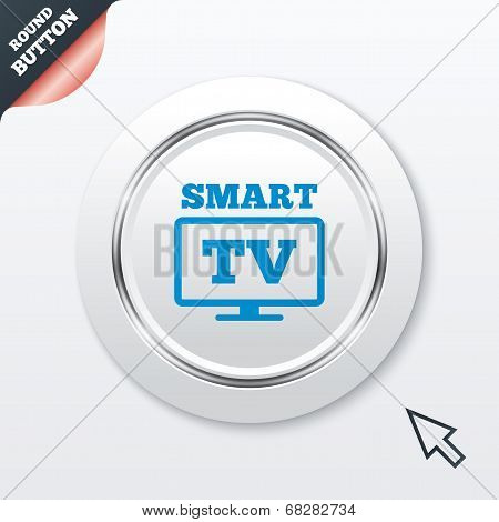 Widescreen Smart TV sign icon. Television set.