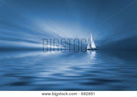 Vela e pôr do sol