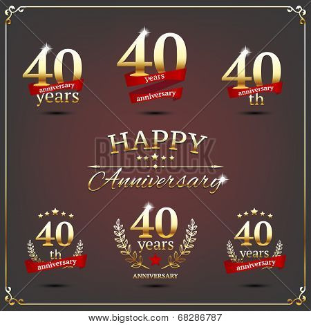 Forty years anniversary signs collection