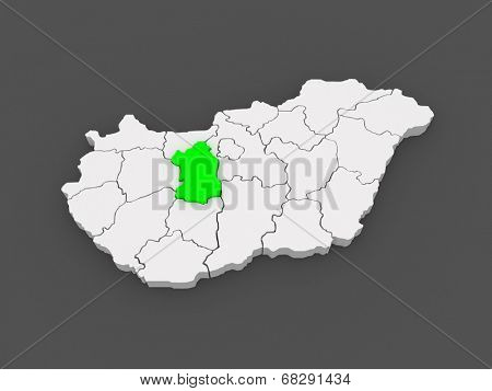 Map of Fejer. Hungary. 3d