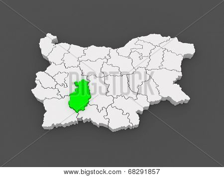 Map of Pazardzhik Province. Bulgaria. 3d