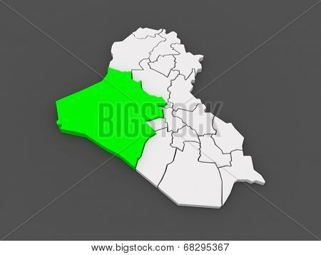 Map of Anbar. Iraq. 3d
