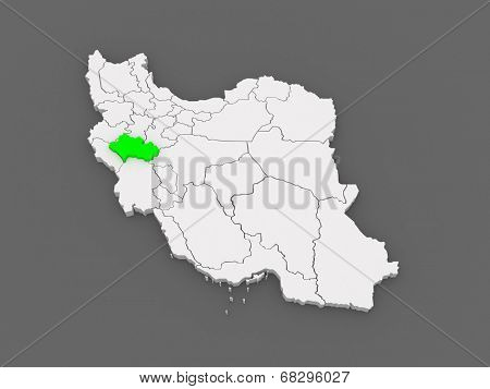 Map of Lorestan. Iran. 3d