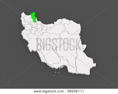 Map of Ardabil. Iran. 3d