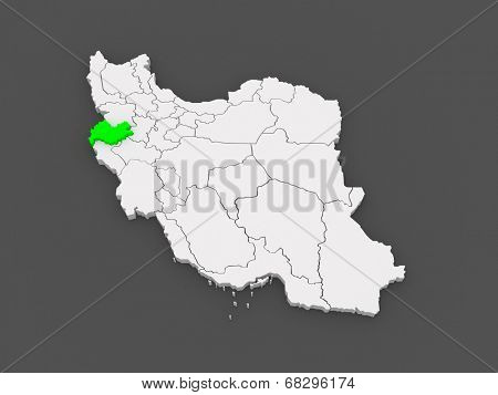Map of Kermanshah. Iran. 3d