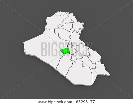 Map of Karbala. Iraq. 3d