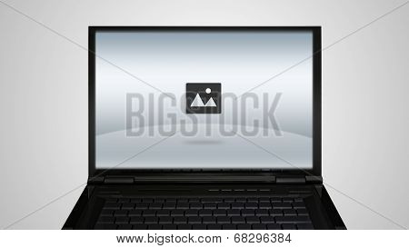 Laptop Monitor Display With Image Icon