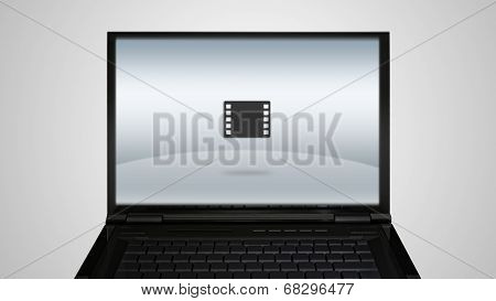 Laptop Monitor Display With Film Icon