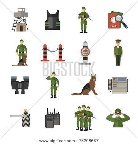 Border Guard Icons Flat
