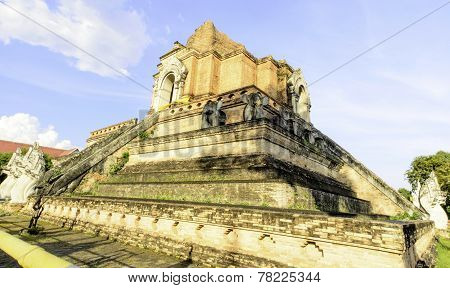Giant Ancient Pagoga Of Thai Buddhist Temple