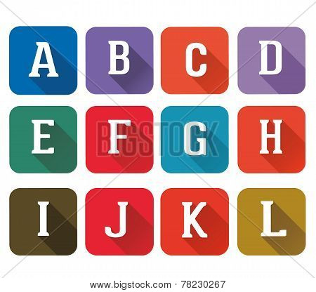 Set  Flat Icons Alphabet