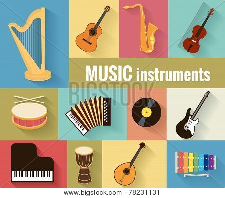Musical instruments vector set