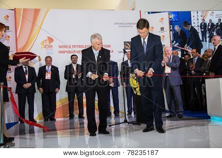 MOSCOW, RUSSIA, JUNE, 16: Renato Bertani, President of the World Petroleum Council and Alexander Novak, Russian Energy Minister. 21st WPC, June, 16, 2014 at Crocus Expo  in Moscow, Russia