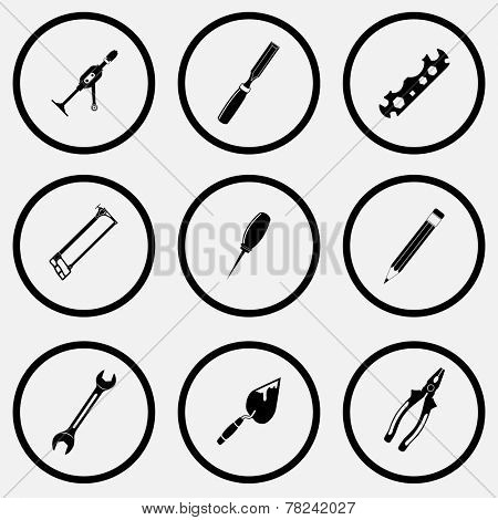 Angularly set. Black and white set vector icons.
