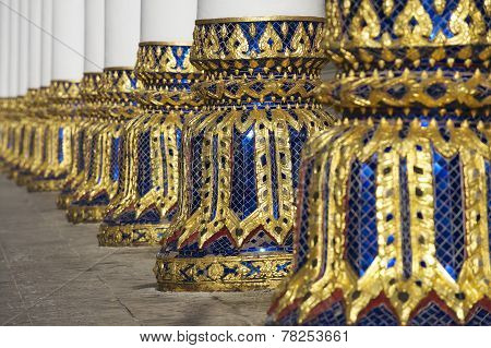 Columns of the Phra Mahathat Vihan in Nakhon Sri Thammarat, Thailand.