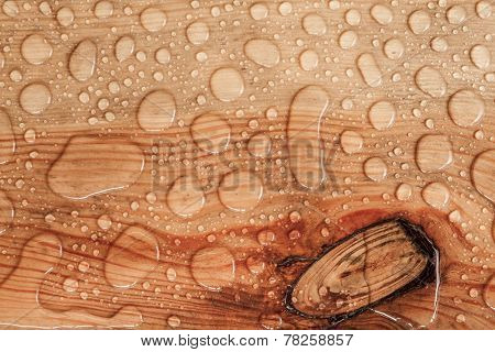 water drop on a wooden background 