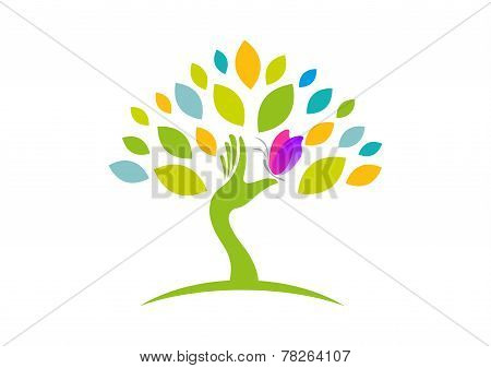 woman healthy tree vector logo design