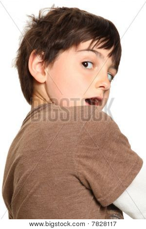 Zeven jaar oude kijken Over de schouder