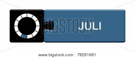 Puzzle Button black blue: Month July