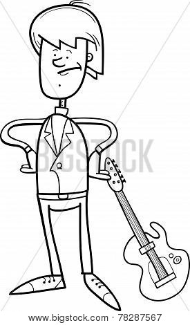 Rock Man With Guitar Coloring Page