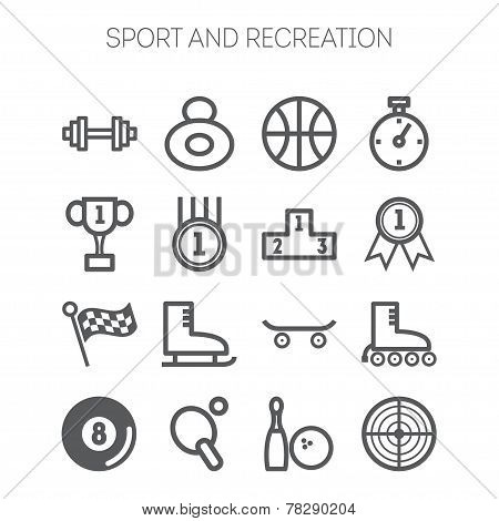 Set of monochromatic simple sports icons