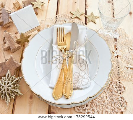 Vintage Tableware Placed For Dinner