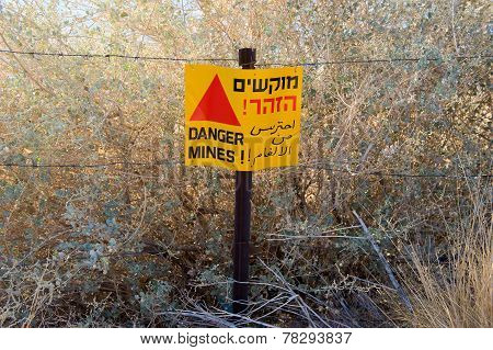 Warning Sign With Danger Mines