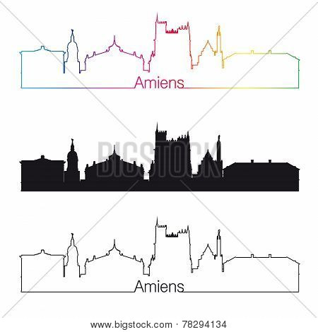Amiens Skyline Linear Style With Rainbow