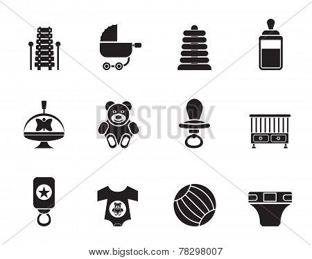 Silhouette Child, Baby and Baby Online Shop Icons