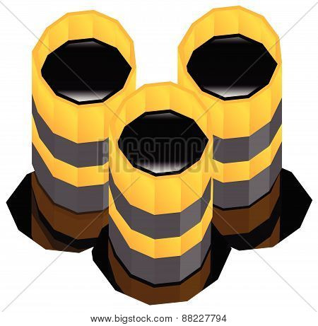 Oil Barrels With Oil Spill. Vector Render