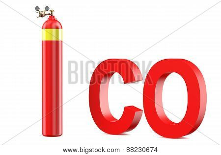 Gas Cylinder With Carbon Monoxide With Pressure Regulator And Reducing Valve