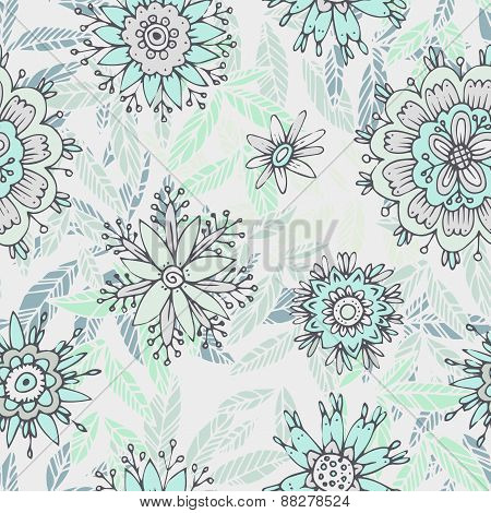 Seamless floral pattern in cartoon stile