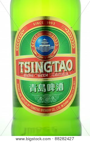 Tsingtao beer isolated on white background