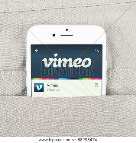 iPhone 6 displaying Vimeo application