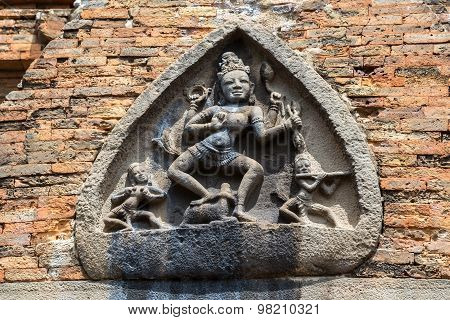 Bas-relief above the entrance of the largest Po Nagar tower in Nha Trang, Vietnam