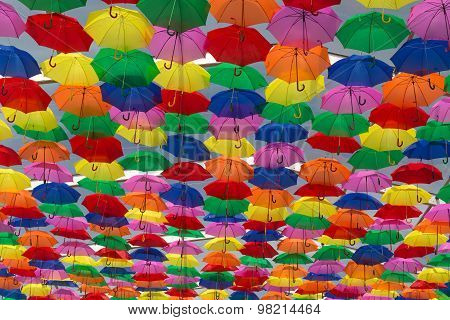 Agueda, Portugal - July 4, 2015 - Umbrellas at the Agitagueda Music Festival