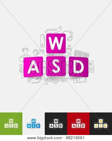 keypad paper sticker with hand drawn elements