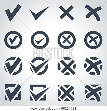 Vector Black Check Marks Icon Set