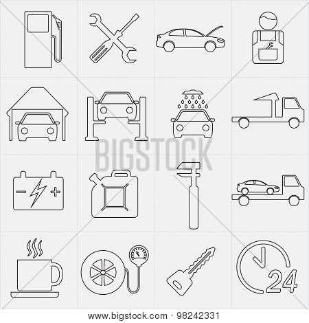 Car service maintenance icon set. Vector illustration.