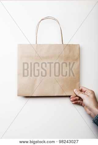 Mockup of craft shopping bag.