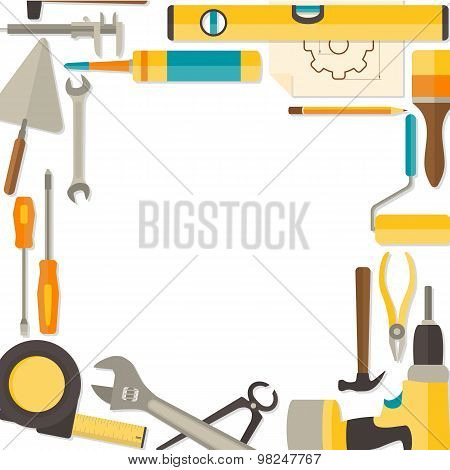 Vector flat design background with do-it-yourself tools