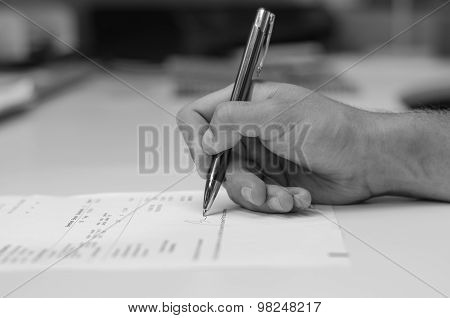 A man hand making the signature