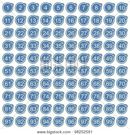Percentage Icons Full Blue Set