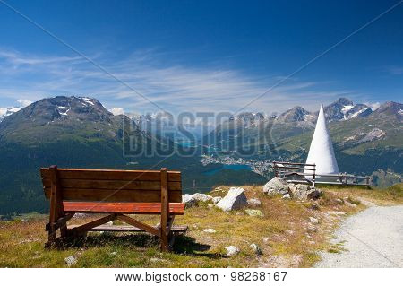 Muottas Muragl With Sculpture Called The Drop, Switzerland
