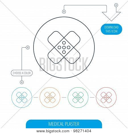 Medical plaster icon. Injury fix sign.