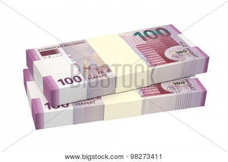 Azerbaijan manat isolated on white background. Computer generated 3D photo rendering.