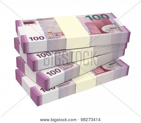 Azerbaijan manat isolated on white background. Computer generated 3D photo rendering.